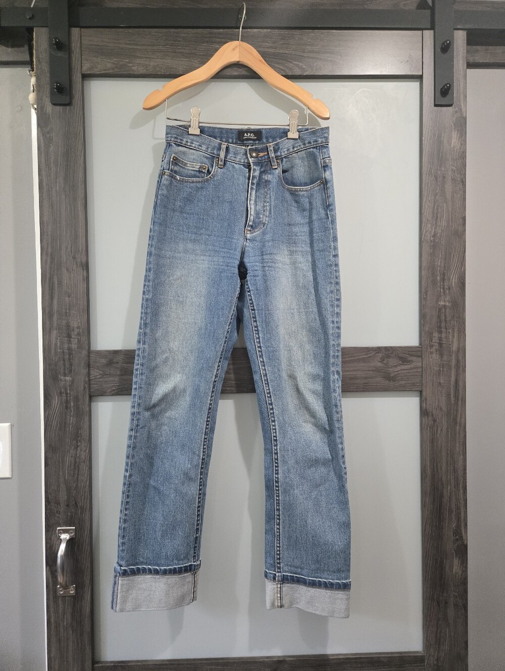 A.P.C. Unisex Jean Standard Worn Wash Straight Cuffed Size 27